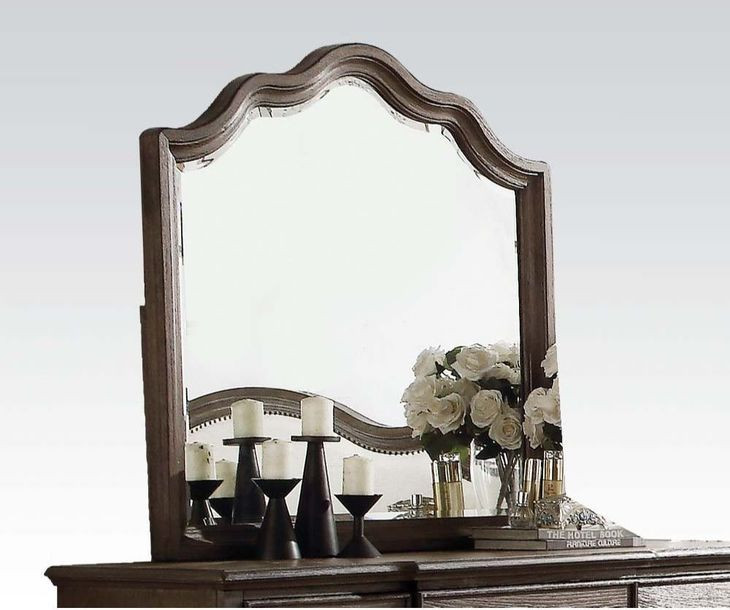 Baudouin Weathered Oak Arched Dresser Mirror