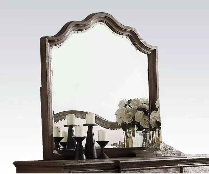 Baudouin Weathered Oak Arched Dresser Mirror