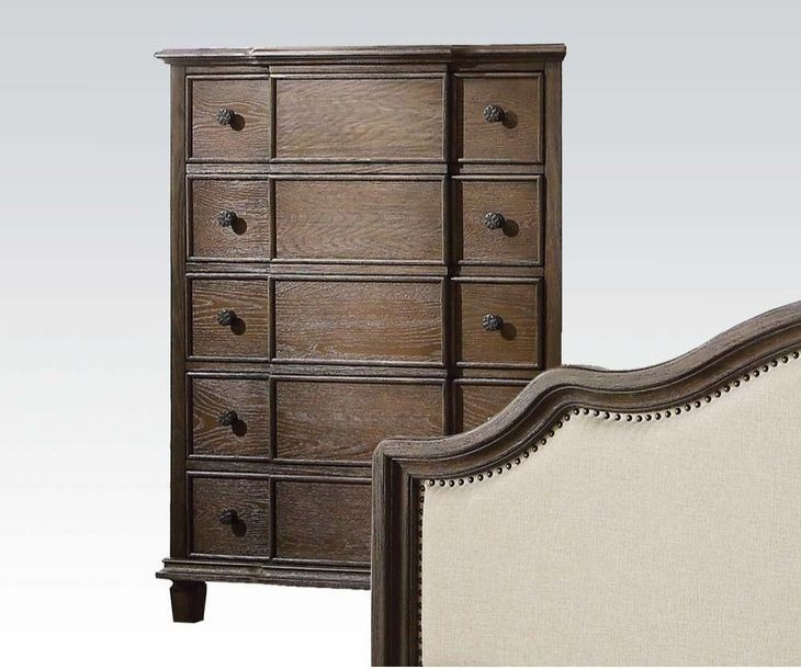Baudouin Weathered Oak 5 Drawer Chest