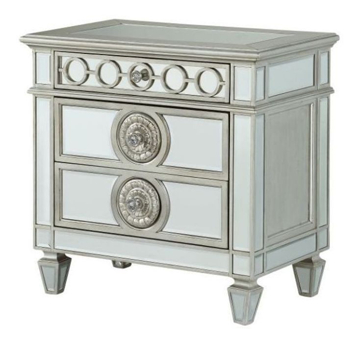 Varian Silver 3 Drawer Nightstand
