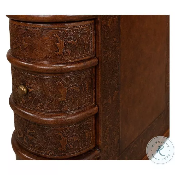 Barnes Brown Leather Book Side Table