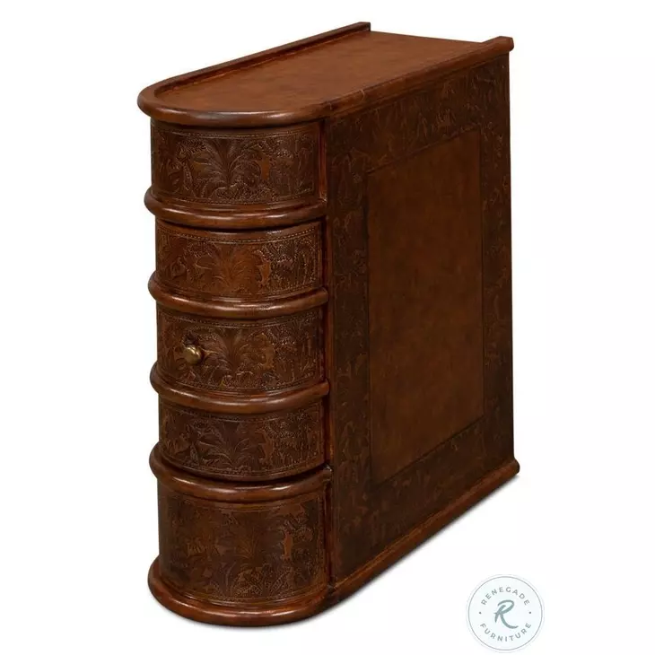 Barnes Brown Leather Book Side Table