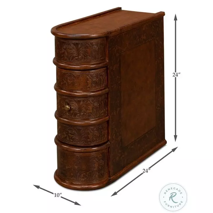 Barnes Brown Leather Book Side Table
