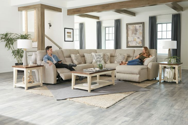 McPherson Buff and Winter 6 Piece Modular Power Reclining Sectional with USB Charging