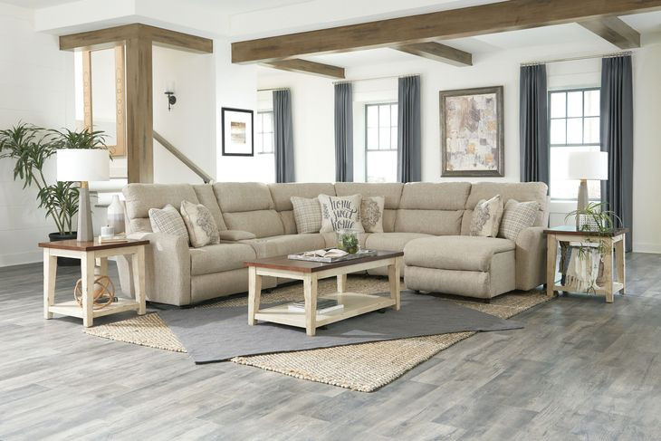 McPherson Buff and Winter 6 Piece Modular Power Reclining Sectional with USB Charging