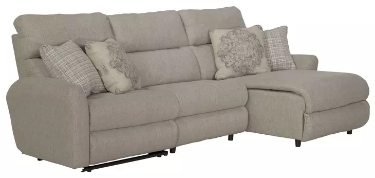 McPherson Buff and Winter 3 Piece Modular Power Reclining RAF Chaise Sectional with USB Charging
