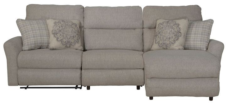 McPherson Buff and Winter 3 Piece Modular Power Reclining RAF Chaise Sectional with USB Charging