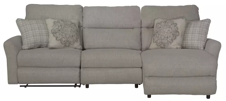 McPherson Buff and Winter 3 Piece Modular Power Reclining RAF Chaise Sectional with USB Charging