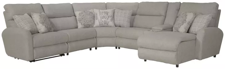 McPherson Buff and Winter 6 Piece Modular Power Reclining Sectional with USB Charging