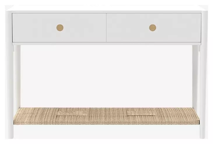 Cleo White Rectangular Console Table