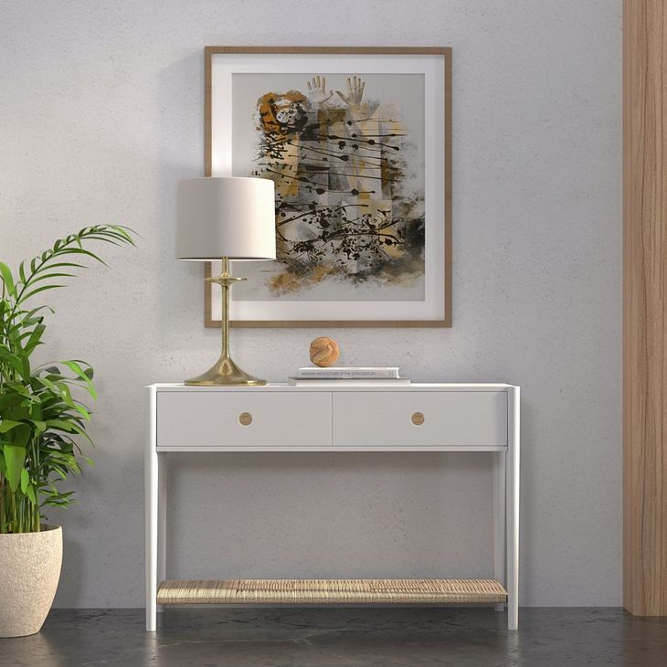 Cleo White Rectangular Console Table