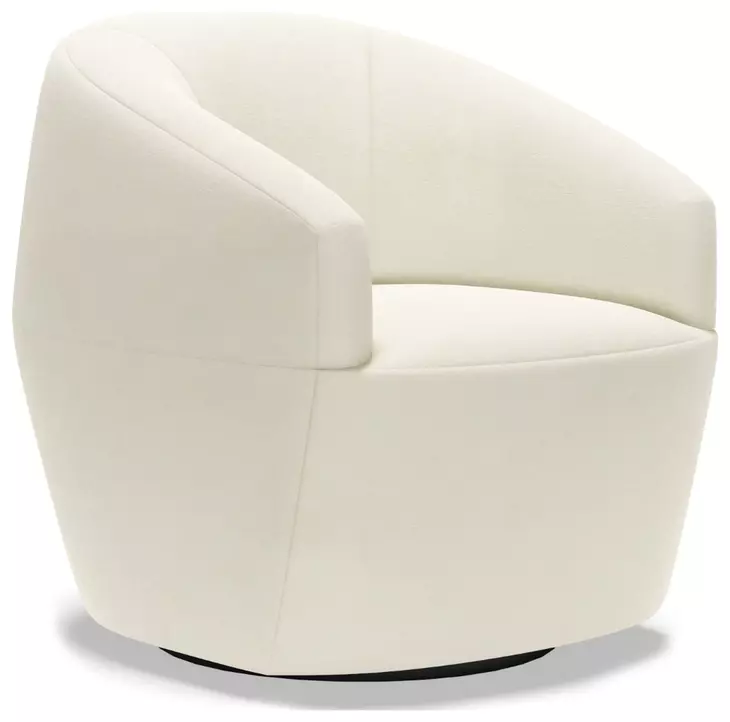 Natalie White Upholstered Swivel Chair