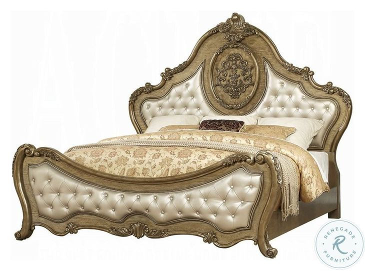 Ragenardus Vintage Oak Queen Upholstered Panel Bed