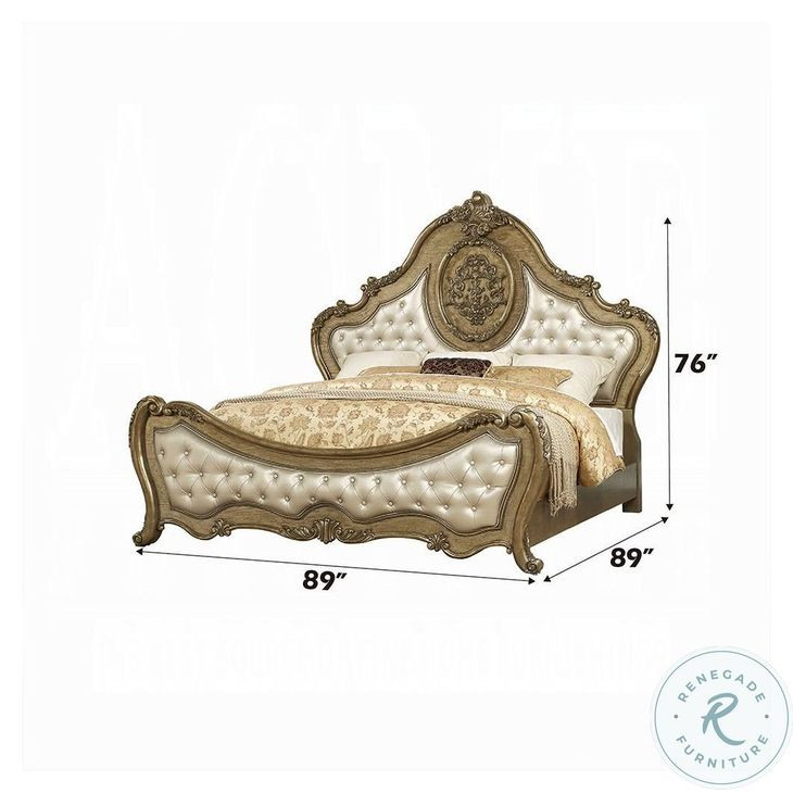 Ragenardus Vintage Oak Queen Upholstered Panel Bed