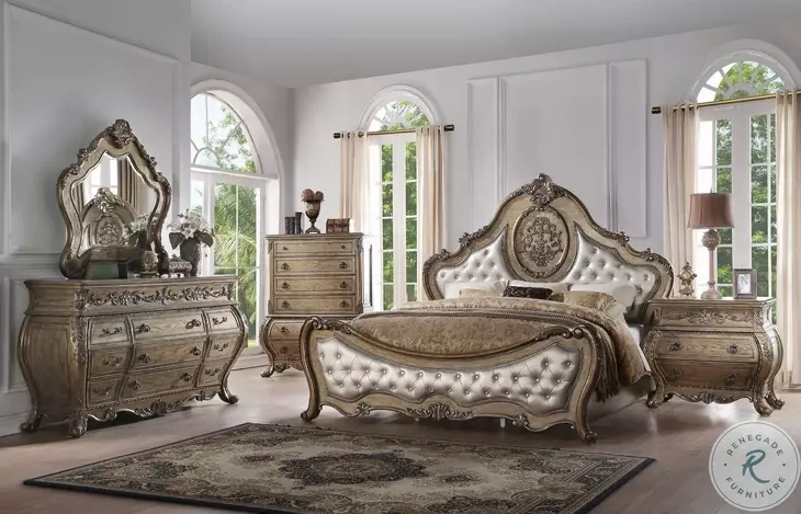 Ragenardus Synthetic Leather and Vintage Oak Queen Upholstered