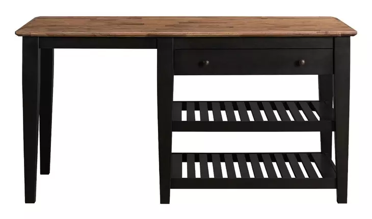 Austin Natural Mango and Black Rectangular Kitchen Island Dining Room Set