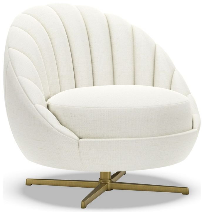 Lucille White Upholstered Swivel Chair