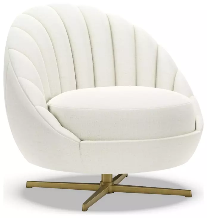 Lucille White Upholstered Swivel Chair