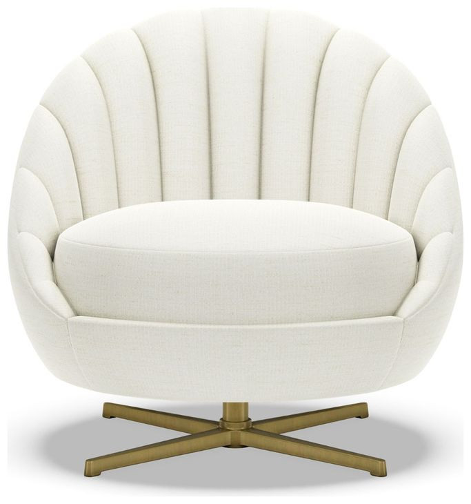 Lucille White Upholstered Swivel Chair