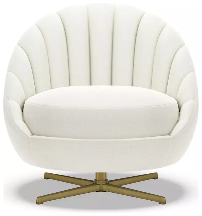 Lucille White Upholstered Swivel Chair