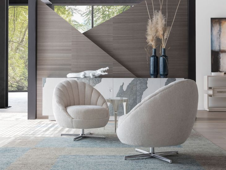 Lucille Beige Upholstered Swivel Chair