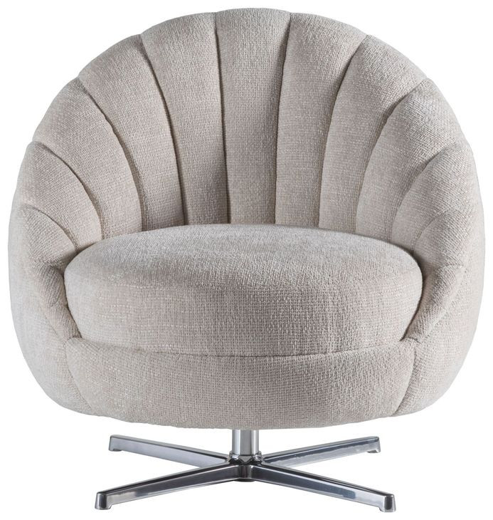 Lucille Beige Upholstered Swivel Chair