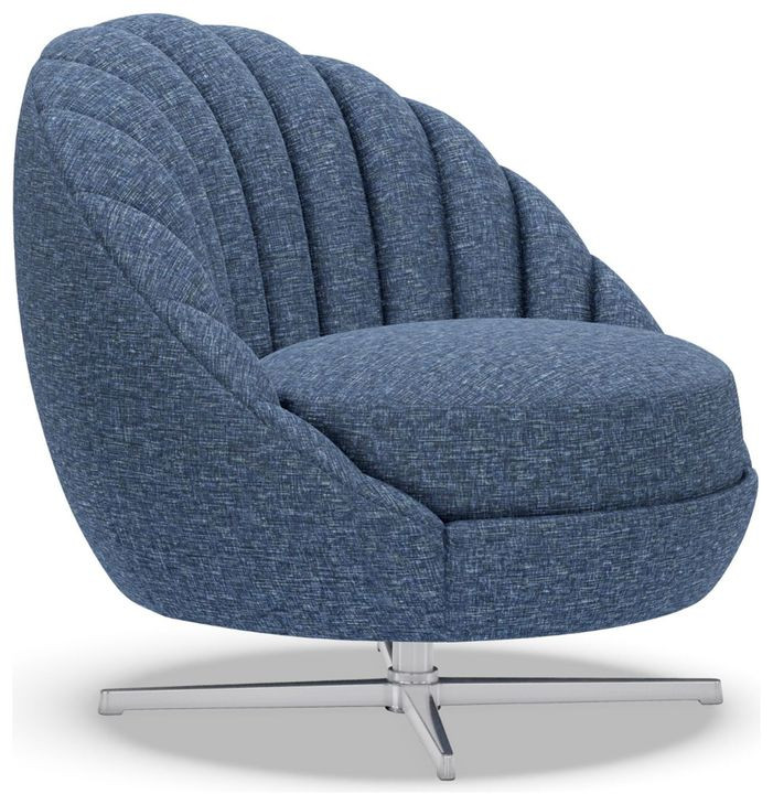 Lucille Blue Upholstered Swivel Chair