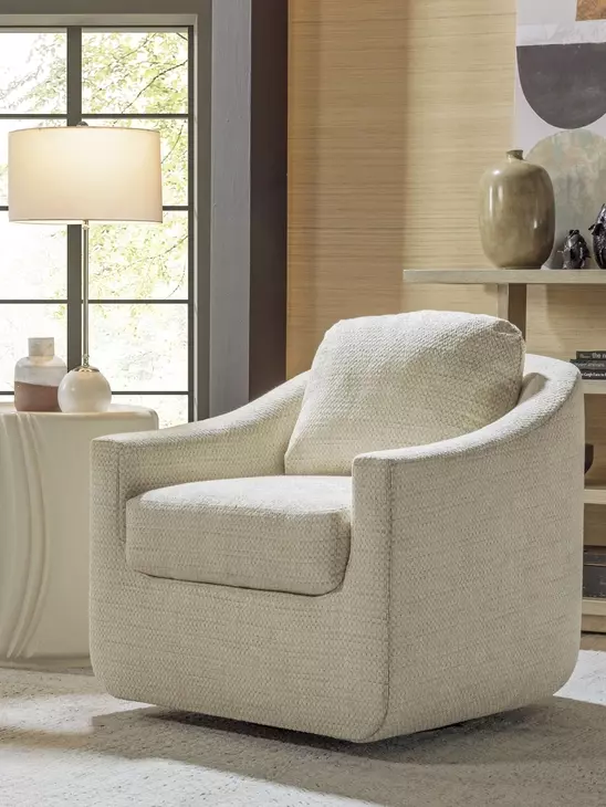 Liz Ivory Upholstered Swivel Chair