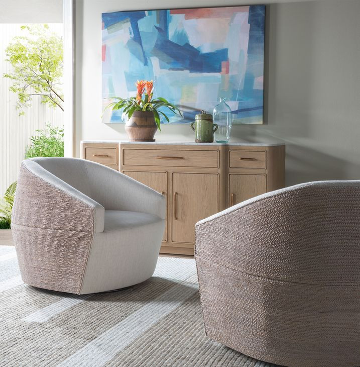 Natalie Ivory Upholstered Woven Swivel Chair