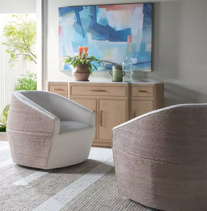 Natalie Ivory Upholstered Woven Swivel Chair