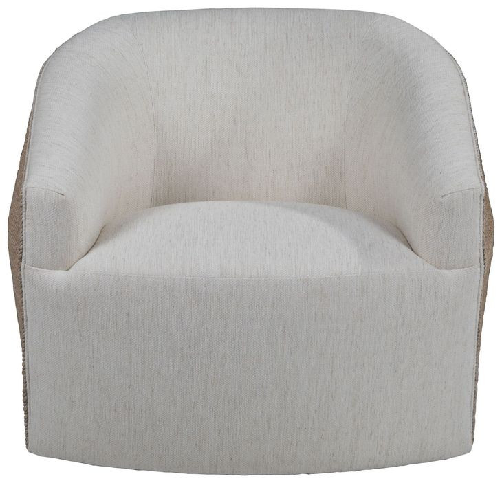 Natalie Ivory Upholstered Woven Swivel Chair