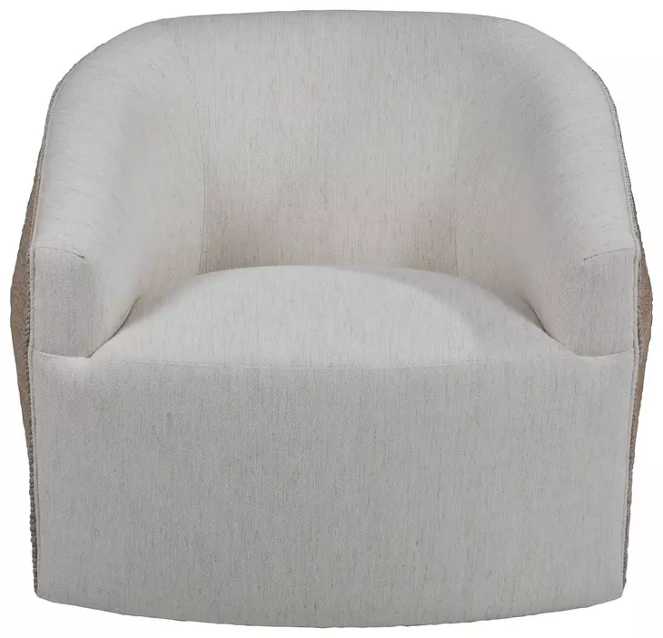 Natalie Ivory Upholstered Woven Swivel Chair