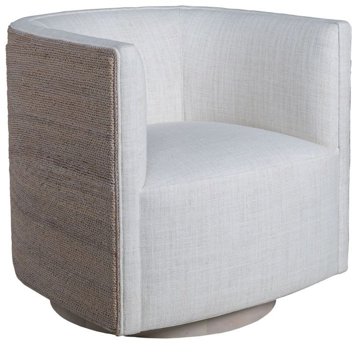 Ingrid White Upholstered Woven Swivel Chair