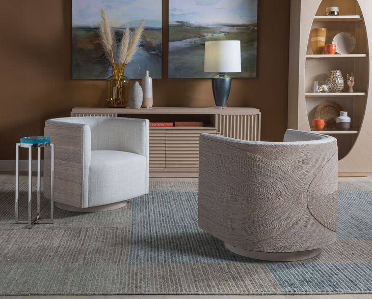 Ingrid White Upholstered Woven Swivel Chair