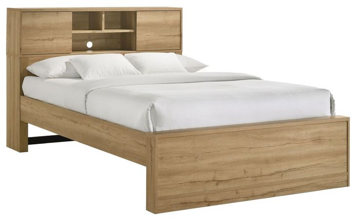 Vega Natural Oak Melamine Full Bookcase Bed