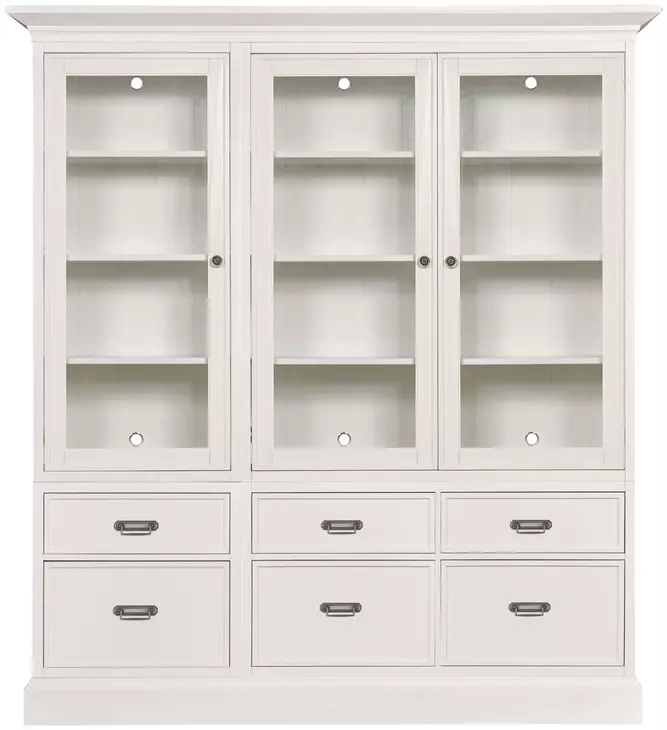 Structures White 81" Triple Storage Display with 6 Drawers
