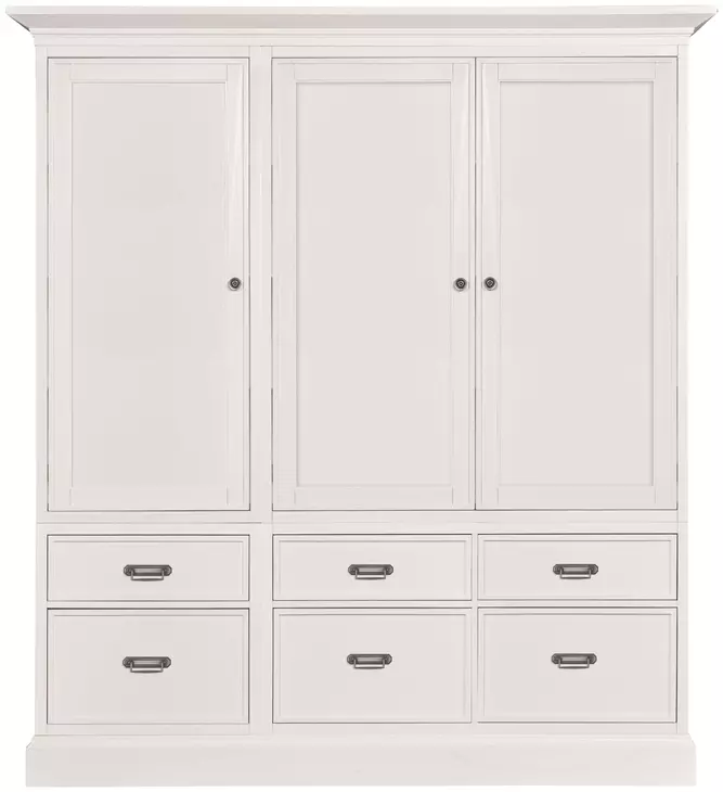 Structures White 81" Triple Storage Display with 6 Drawers