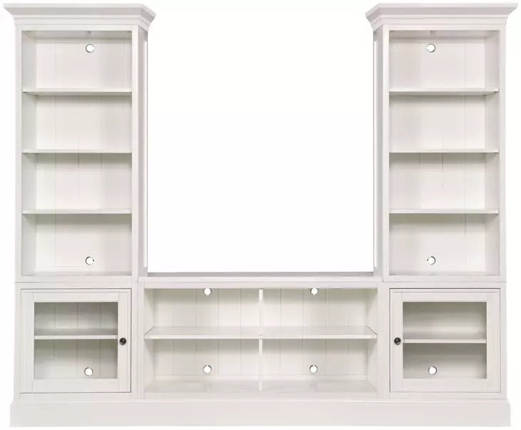 Structures Quad White 102" Entertainment Console with Bookcase and 2 Doors