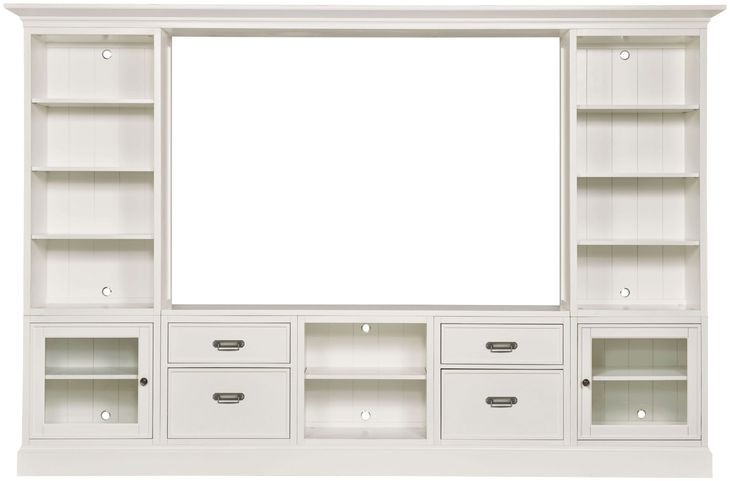 Structures Quintuple White 131" Entertainment Center with 2 Doors