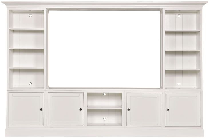 Structures Quintuple White 131" Entertainment Center with 4 Doors