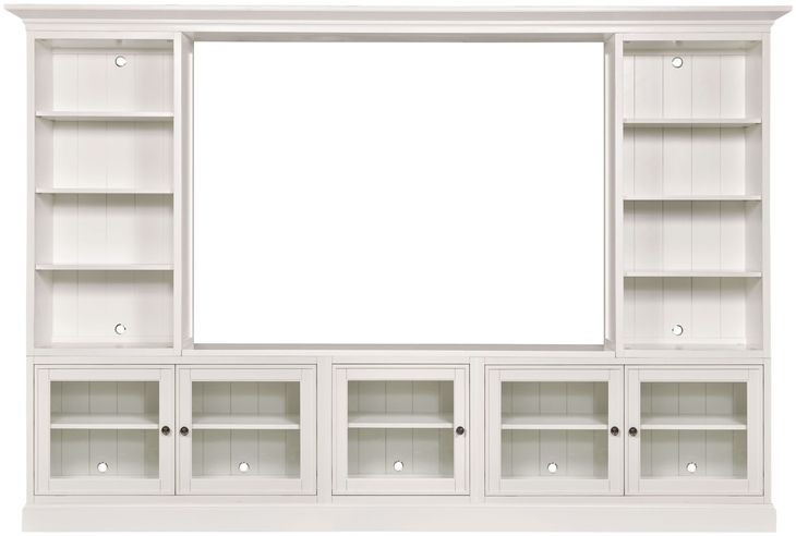 Structures Quintuple White 131" Entertainment Center with 5 Doors