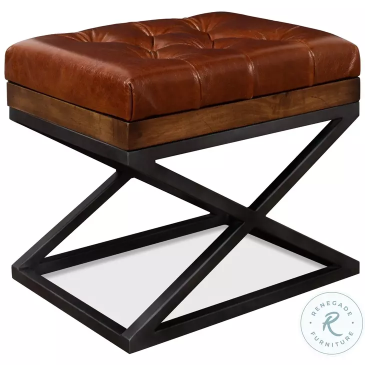 26755 Brown Leather Cushion Bench