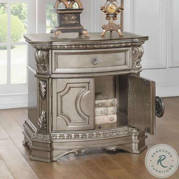 Northville Antique Silver 1 Drawer Nightstand