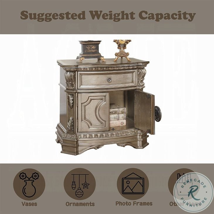 Northville Antique Silver 1 Drawer Nightstand