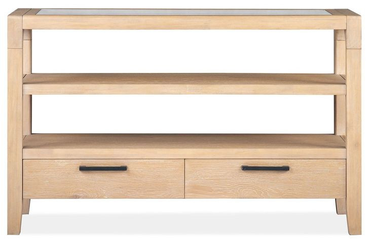 Somerset Butternut Open Glass Top Buffet