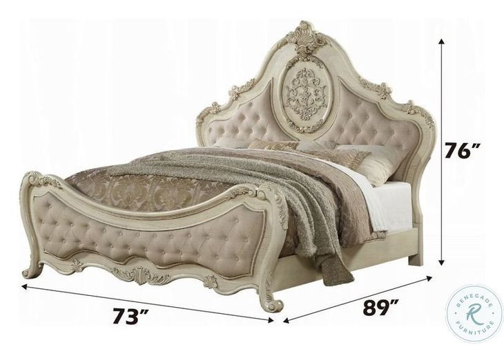 Ragenardus Antique White Queen Upholstered Panel Bed