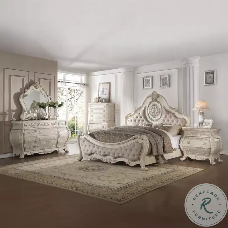 Ragenardus Synthetic Leather and Vintage Oak Upholstered Panel Bedroom Set