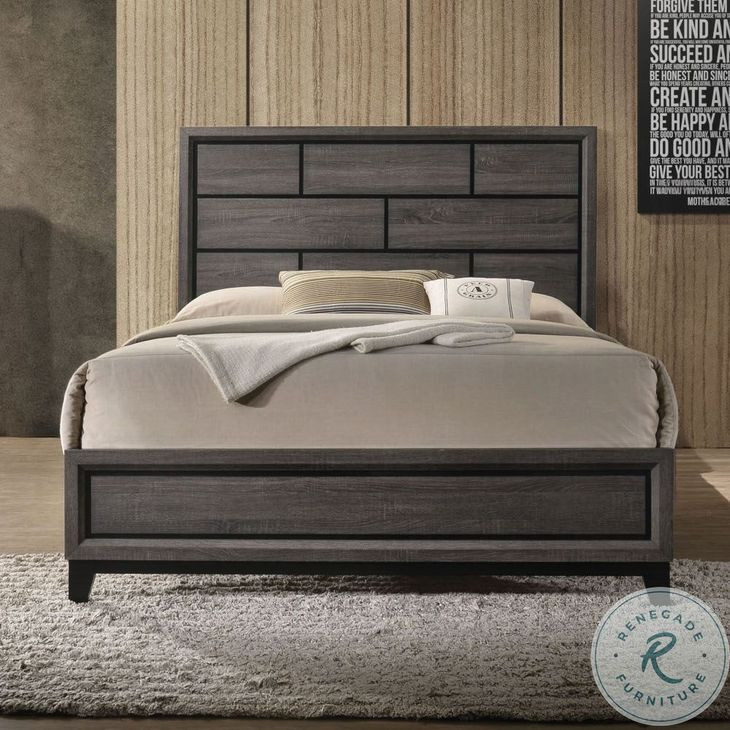 Valdemar Weathered Gray King Panel Bed