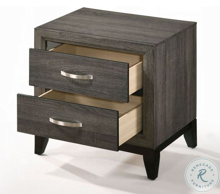 Valdemar Brown Fabric and Weathered Gray Upholstered Bedroom Set