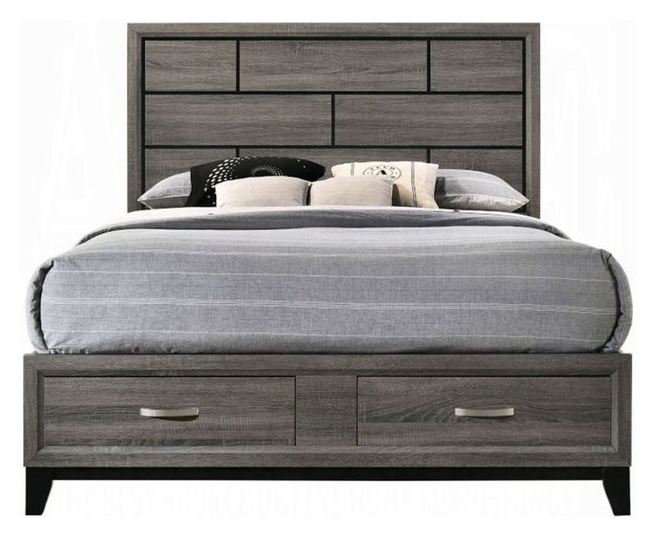 Valdemar Weathered Gray King Storage Panel Bed